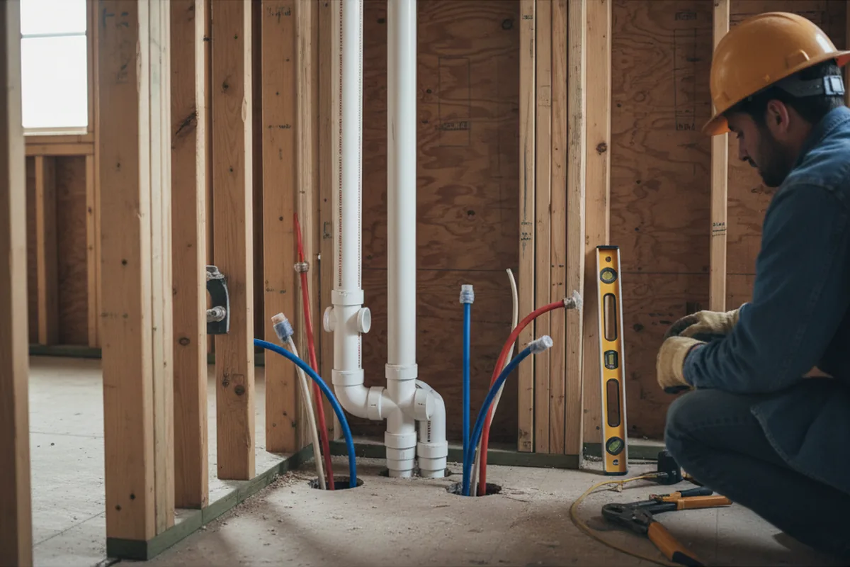 Drain and supply rough-in during Leak Detection in Bretton Woods