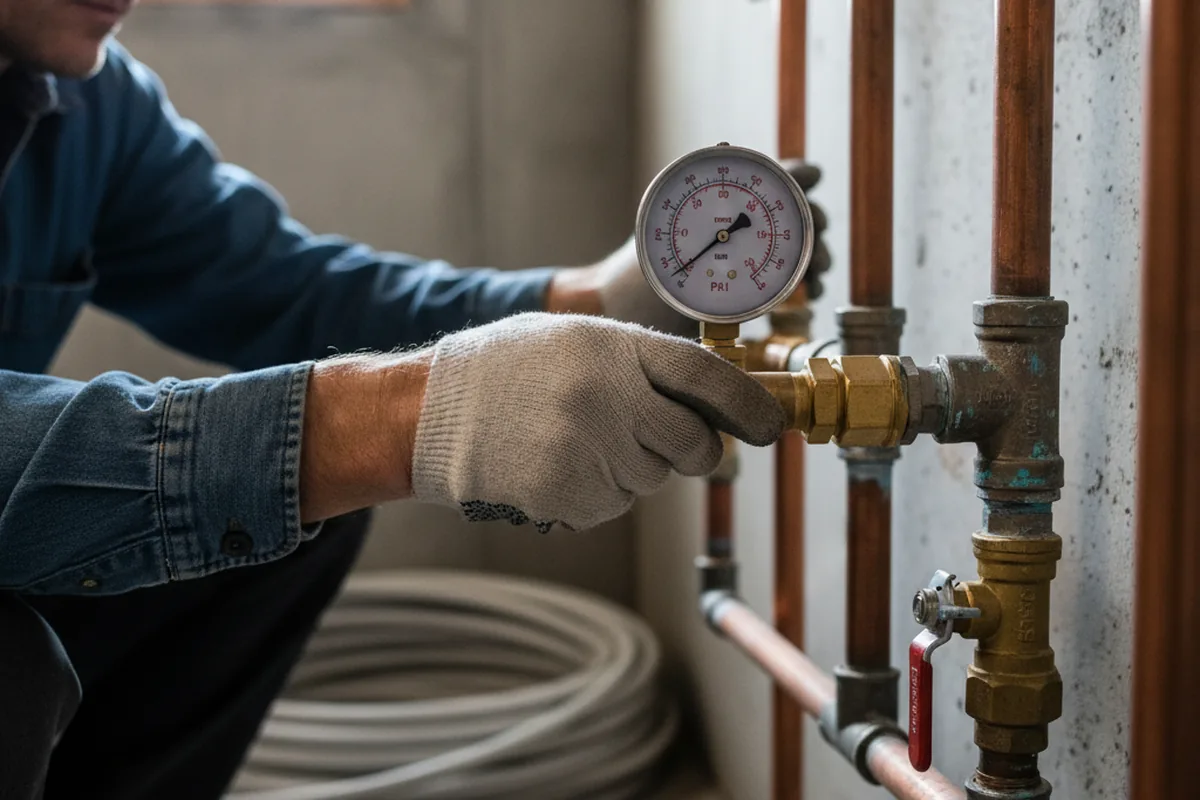 Pressure testing a repaired line during Water Line Repair in Bretton Woods